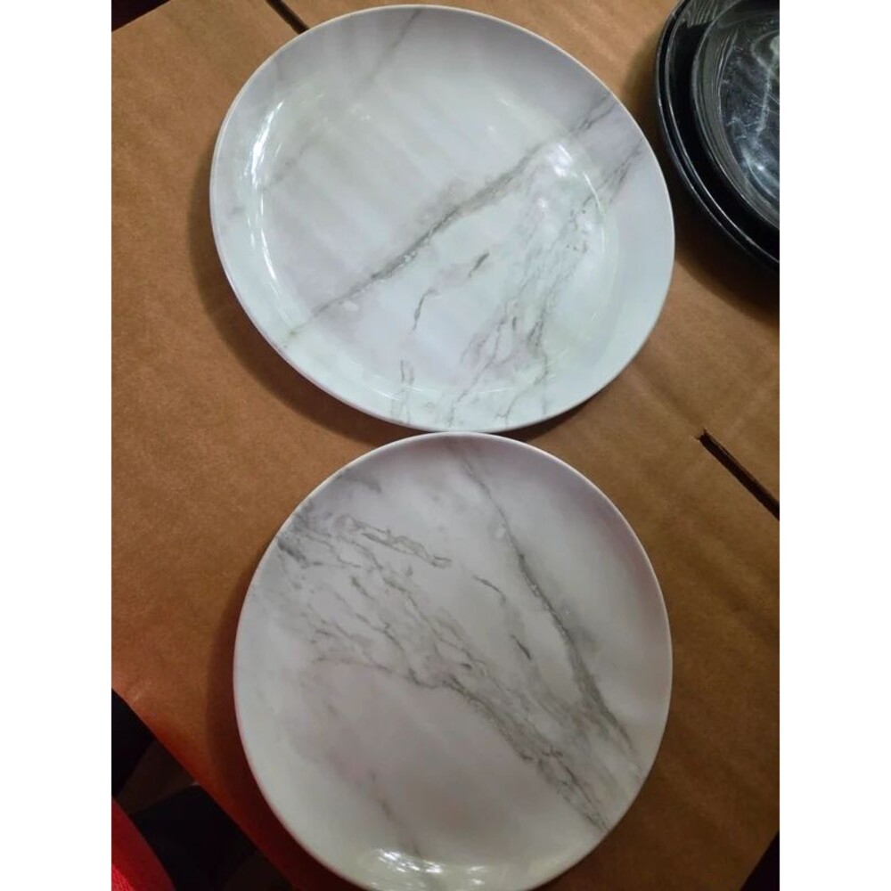 white marble 2pc set plastic
